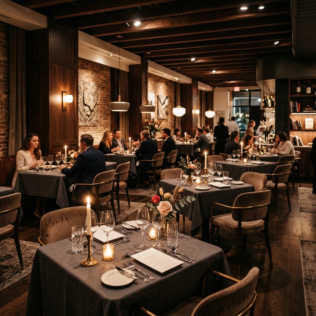 Interior sofisticado y elegante del comedor de Restaurante María Isabel